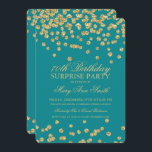 Överraskande 70:e födelsedagen Guld Glitter Confet Inbjudningar<br><div class="desc">Elegant Överraskad 70:e Födelsedagsfest inbjudan-design med Guld Glitter-konfetti-motiv på skalet,  eget namn och datum och ytterligare text. Lätt att använda och lätt att anpassa.</div>