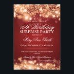 Överraskande 70:e födelsedagen Guld & Red Sparklin Inbjudningar<br><div class="desc">Elegant 70:e överraskningsdesignen Födelsedagsfest inbjudan med Guld & Red Sparkling Ljus motif,  eget namn och datum samt ytterligare text. Imponera på din familj och dina vänner med den här snyggten och presentationen av skolfödelsedag.</div>