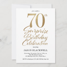 Överraskande 70:e Födelsedagsfesten Guld Inbjudningar