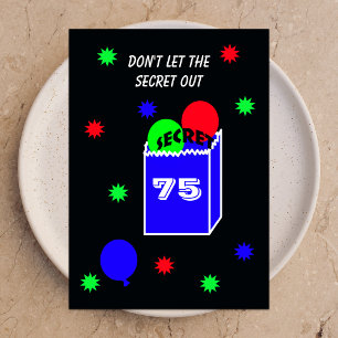 Överraskande 75:e Födelsedagsfest inbjudan SECRET