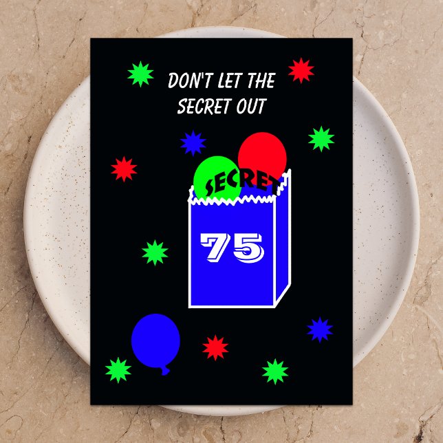 Överraskande 75:e Födelsedagsfest inbjudan SECRET (Skapare uppladdad)