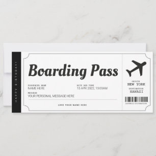 Överraskande Boarding Pass Flyg Resa Biljett Inbjudningar