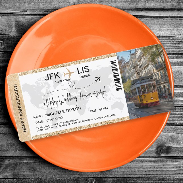 Överraskande boardingpass Biljett Destination Port Inbjudningar (lisbon surprise boarding pass)