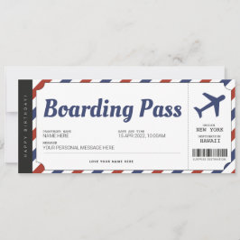 Överraskande Boardingpass Flygplanspresent Biljett Inbjudningar