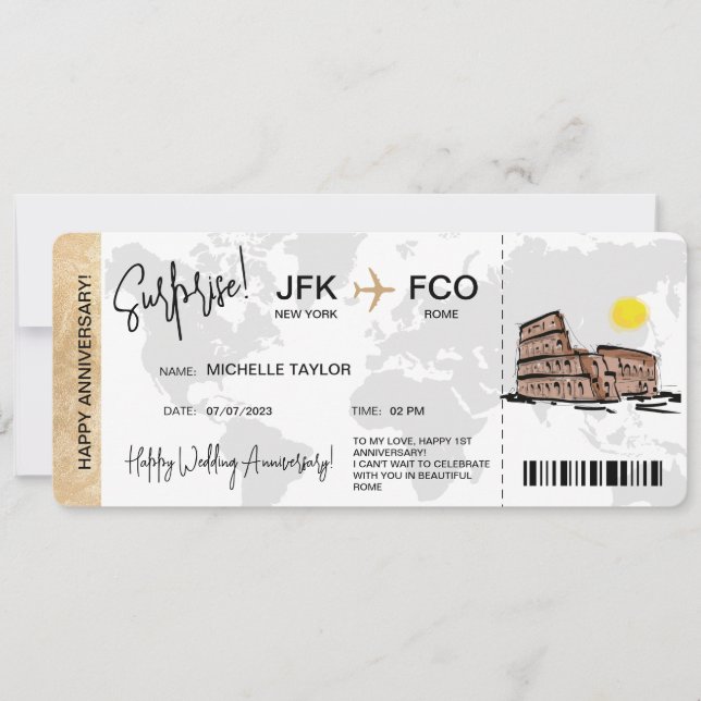 Överraskande boardingpass Resa Biljett-destination Inbjudningar (Framsida)
