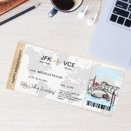 Överraskande boardingpass Resa Biljett Venedig Inbjudningar