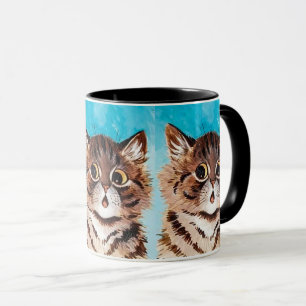 Överraskande Cat x3-färg av Louis Wain Mugg