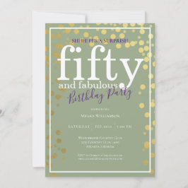 Överraskande femtio och Fabulous Birthday Lila Gul Inbjudningar