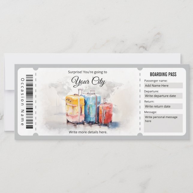 Överraskande Flygplan-boardingpass Biljett Inbjudningar (Framsida)