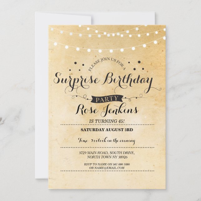 Överraskande födelsedag 40:e femtionde 60:e Blommi Inbjudningar (Framsida)