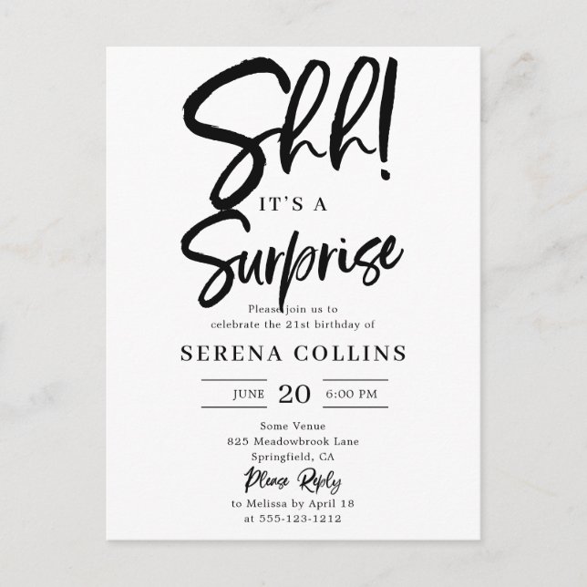 Överraskande födelsedagspenselcalligrafi vykort (Framsida)