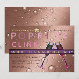 Överraskande födelsedagstidning Ro Guld Champagne  Inbjudningar