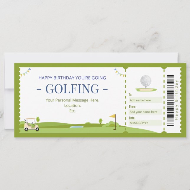 Överraskande Golf Gift-certifikat Inbjudningar (Framsida)