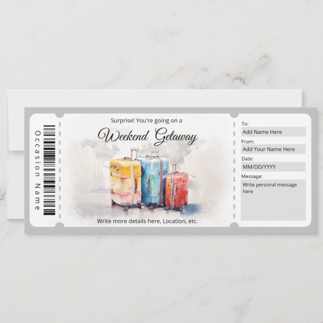 Överraskande Helg Getaway-presentcertifikat Inbjudningar (Framsida)