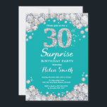 Överraskande inbjudan till 30års födelsedag Teal o<br><div class="desc">Överraskad inbjudan till 30års födelsedag. Teal och Silver Rhinestone Diamond Teal Turcos Aqua Background. Elegant Birthday Bash inbjudan. Vuxen Birthday. Kvinnor på födelsedagen. Manar födelsedag. Om du vill göra ytterligare anpassningar klickar du på knappen "Anpassa" och användor verktyg som är utformat för att ändra mallen.</div>