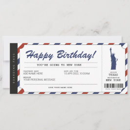 Överraskande New York-resa Boarding Pass Resebilje Inbjudningar