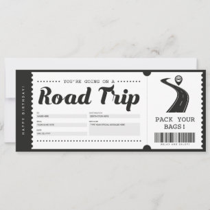 Överraskande Road Trip Biljett Gåva Voucher Certif Inbjudningar
