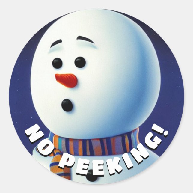 Överraskande Snögubbe Runt Klistermärke (Framsida)