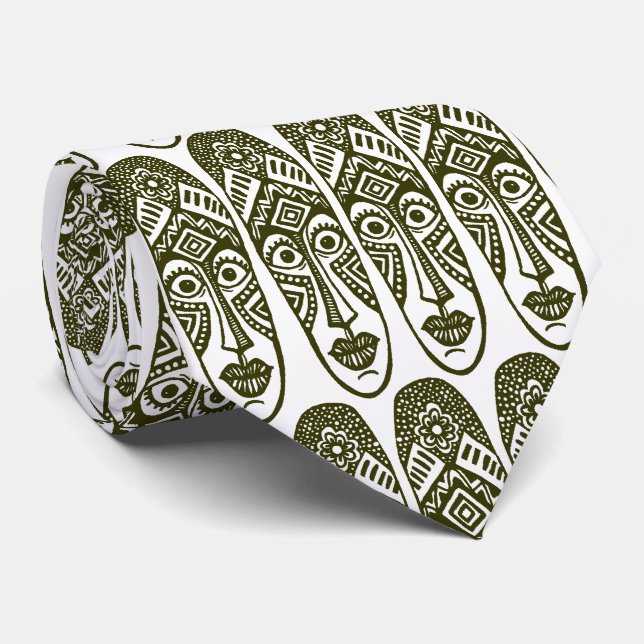 Överraskande Tiki Masks - Dp Olive on White Slips (Rullad)