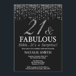 Överraskning 21:a födelsedagen 21:a och Fabulous Inbjudningar<br><div class="desc">Överraskad 21:a födelsedagsinbjudan. Tjugo och Fabulous. Svarta och Silver. Silver Glitter. Vuxens Födelsedagsfest. För manar eller Kvinnor.
Om du vill göra ytterligare anpassningar klickar du på knappen Anpassa och användor verktygen som är utformat för att ändra mallen.</div>