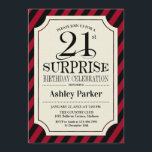 Överraskning 21:a födelsedagen Party - Black Red R Inbjudningar<br><div class="desc">Överraskad inbjudan på 21:a födelsedagen i Firande. Elegantens klassdesign med svart rött rand och mönster som faller under. Innehåller elegantens svarta skriptteckensnitt. Berätta om du behöver anpassa dig ytterligare.</div>