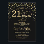 Överraskning 21:a födelsedagen Party - Guld Black Inbjudningar<br><div class="desc">Överraskad inbjudan till 21:a födelsedagspartiet. Utformning av eleganten i svartvitt och faux glitter guld . Med skriptteckensnitt och diamanter konfigureras. Skål till 21 år! Berätta om du behöver anpassa dig ytterligare.</div>