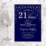 Överraskning 21:a födelsedagen Party - marinen Sil Inbjudningar<br><div class="desc">Överraskad inbjudan till 21:a födelsedagspartiet. Elegantens utformning i marinblått och faux glitter silver. Med skriptteckensnitt och diamanter konfigureras. Skål till 21 år! Berätta om du behöver anpassa dig ytterligare.</div>