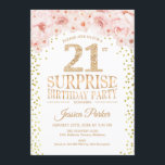 Överraskning 21:a födelsedagen Party - Vita Guld R Inbjudningar<br><div class="desc">Överraskad inbjudan till 21:a födelsedagspartiet. Elegantens utformning i faux glitter guld,  vit och rosa. Funktioner för  blommor i rosa,  skript och vattenfärg. Berätta om du behöver anpassa dig ytterligare.</div>
