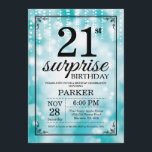 Överraskning 21:a födelsedagsinbjudan Teal Glitter Inbjudningar<br><div class="desc">Överraskad 21:a födelsedagsinbjudan med Teal String Ljus med Teal Glitter-bakgrund. Teal Birthday. Vuxen födelsedag. Manar eller Women Bday Inbjudan. 13:e 15:e 16:e 18:e 20:e 30:e 40:e 60:e 70:e 80:e 90:e 100:e, oavsett ålder. Om du vill göra ytterligare anpassningar klickar du på knappen Anpassa och användor verktygen som är utformat för...</div>