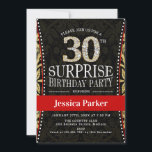 Överraskning 30-årsfest - Guld Svart Röd Inbjudningar<br><div class="desc">Överraskningsinbjudan till 30-årsfest. Elegant design i falskt glitter guld,  svart och röd. Innehåller typsnittsstil och diamantnummer. Perfekt för en stilfull överraskningsfest för kvinnor på 30-årsdagen.</div>