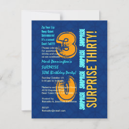 ÖVERRASKNING 30-årsfirande Modern Blå och Guld F54 Inbjudningar