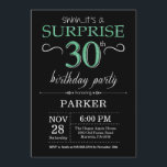 Överraskning 30års födelsedag Black och Grönt Glit Inbjudningar<br><div class="desc">Överraskad inbjudan till 30års födelsedag med Svarta och Grönt Glitter. Chalkboard. Vuxen födelsedag. Manar eller Women Bday Inbjudan. Vilken ålder som helst.
Om du vill göra ytterligare anpassningar klickar du på knappen Anpassa och användor verktygen som är utformat för att ändra mallen.</div>