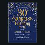 Överraskning 30års födelsedag Party - flottan och  Inbjudningar<br><div class="desc">Överraskande inbjudan från 30års födelsedag-partiet. Elegantens utformning i marinblått och faux glitter guld. Innehåller typsnitt och konfiguration för snyggt av skript. Berätta om du behöver anpassningsbarnas ålder.</div>