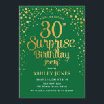 Överraskning 30års födelsedag Party - Grönt & Guld Inbjudningar<br><div class="desc">Överraskande inbjudan från 30års födelsedag-partiet. Utformning av eleganten i grönten av skogarna och glitter guld. Innehåller typsnitt och konfiguration för snyggt av skript. Berätta om du behöver anpassningsbarnas ålder.</div>