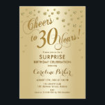 Överraskning 30års födelsedag Party - Guld Inbjudningar<br><div class="desc">Överraskad Elegant för inbjudan till 30års födelsedag-partiet med Faux glitter guld. Har skript-typsnitt och -konfiguration. Skål för 30 år! Berätta om du behöver en anpassningsbar ålder.</div>