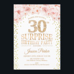 Överraskning 30års födelsedag Party - Guld Rosa Inbjudningar<br><div class="desc">Överraskande inbjudan från 30års födelsedag-partiet. Elegantens utformning i faux glitter guld,  vit och rosa. Funktioner för  blommor i rosa,  skript och vattenfärg. Berätta om du behöver anpassa dig ytterligare.</div>