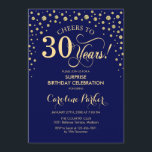 Överraskning 30års födelsedag Party - marinblått G Inbjudningar<br><div class="desc">Överraskande inbjudan från 30års födelsedag-partiet. Elegantens utformning i marinblått och faux glitter guld. Med skriptteckensnitt och diamanter konfigureras. Skål för 30 år! Berätta om du behöver anpassa dig ytterligare.</div>