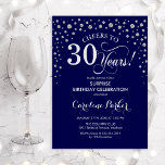 Överraskning 30års födelsedag Party - marinblått S Inbjudningar<br><div class="desc">Överraskande inbjudan från 30års födelsedag-partiet. Elegantens utformning i marinblått och faux glitter silver. Med skriptteckensnitt och diamanter konfigureras. Skål för 30 år! Berätta om du behöver anpassa dig ytterligare.</div>