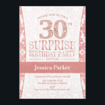 Överraskning 30års födelsedag Party - Ro Guld Whit Inbjudningar<br><div class="desc">Överraskande inbjudan från 30års födelsedag-partiet i vitt och ro guld. Elegant inbjudan-kort med faux glitter ro guld och diamanter. Klassisk perfekt för snyggt party. Berätta om du behöver en anpassningsbar ålder.</div>