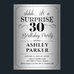 Överraskning 30års födelsedag Party - Silver Inbjudningar<br><div class="desc">Överraskande inbjudan från 30års födelsedag-partiet. Enkel klassdesign i silver och svart. Med faux silver foil mönster och elegant-skript. Överraskad dag firande för man eller kvinna. Kan anpassas till vilken ålder som helst!</div>