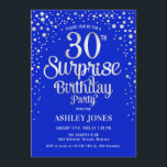 Överraskning 30års födelsedag Party - Silver & Roy Inbjudningar<br><div class="desc">Överraskande inbjudan från 30års födelsedag-partiet. Utformning av eleganten i royal blue och faux glitter silver. Innehåller typsnitt och konfiguration för snyggt av skript. Berätta om du behöver anpassningsbarnas ålder.</div>