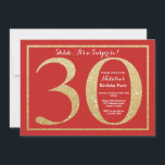 Överraskning 30års födelsedag Red och Guld Glitter Inbjudningar<br><div class="desc">Överraskad inbjudan till 30års födelsedag. Röda och Guld Glitter Födelsedagsfest Inbjudan med Röda bakgrunden. Överraskad födelsedag. Vuxen Birthday. Manar eller Kvinnor Bday Bash Party. Om du vill göra ytterligare anpassningar klickar du på knappen "Anpassa" och användor verktyg som är utformat för att ändra mallen.</div>