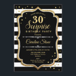 Överraskning 30års födelsedag - Svartvit Guld Inbjudningar<br><div class="desc">Överraskad inbjudan till 30års födelsedag. Klassdesign med svart och vitt rand,  skript och glitter guld. Perfekt för ett elegant födelsedagsfest. Kan vara personlig att visa vilken ålder som helst. Berätta om du behöver anpassa dig ytterligare.</div>