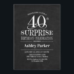 Överraskning 40:e födelsedag Party - svartvitt Inbjudningar<br><div class="desc">Rustic Surprise 40:e födelsedag Firande inbjudan. Elegantens klassutformning i vit och svart mönster. Elegantens skriptteckensnitt för funktioner. Berätta om du behöver anpassa dig ytterligare.</div>