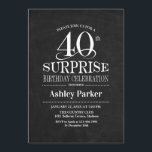 Överraskning 40:e födelsedag Party - svartvitt Inbjudningar<br><div class="desc">Rustic Surprise 40:e födelsedag Firande inbjudan. Elegantens klassutformning i vit och svart mönster. Elegantens skriptteckensnitt för funktioner. Berätta om du behöver anpassa dig ytterligare.</div>