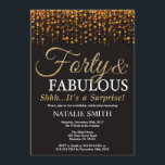 Överraskning 40:e födelsedagen 40 och Fabulous Gul Inbjudningar<br><div class="desc">Överraskad 40:e födelsedagsinbjudan. Fyrtio och Fabulous. Svarta och Guld. Guld Glitter. Vuxens Födelsedagsfest. För manar eller kvinnor. Om du vill göra ytterligare anpassningar klickar du på knappen "Anpassa" och användor verktyg som är utformat för att ändra mallen.</div>