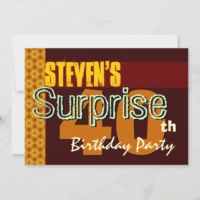 Överraskning 40:e födelsedagen Guld och chokladstj Inbjudningar (Framsida)