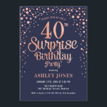 Överraskning 40:e födelsedagen Party - flottan och Inbjudningar<br><div class="desc">Överraskande 40:e födelsedagsinbjudan. Utformning av eleganten i sjön och faux glitter ro guld. Innehåller typsnitt och konfiguration för snyggt av skript. Berätta om du behöver anpassningsbarnas ålder.</div>