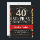Överraskning 40:e födelsedagen Party - Guld Black  Inbjudningar<br><div class="desc">Överraskad 40-dagarsinbjudan till kvinnor. Elegant inbjudan-kort i faux glitter guld,  svart och röd. Innehåller typskriptteckensnitt och diamant brev. Perfekt för en vuxen till förvåning firande.</div>