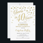 Överraskning 40:e födelsedagen Party - Guld White Inbjudningar<br><div class="desc">Överraskande 40:e födelsedagspartiets Elegant med faux glitter guld och vit. Har skript-typsnitt och -konfiguration. Skål till 40 år! Berätta om du behöver en anpassningsbar ålder.</div>